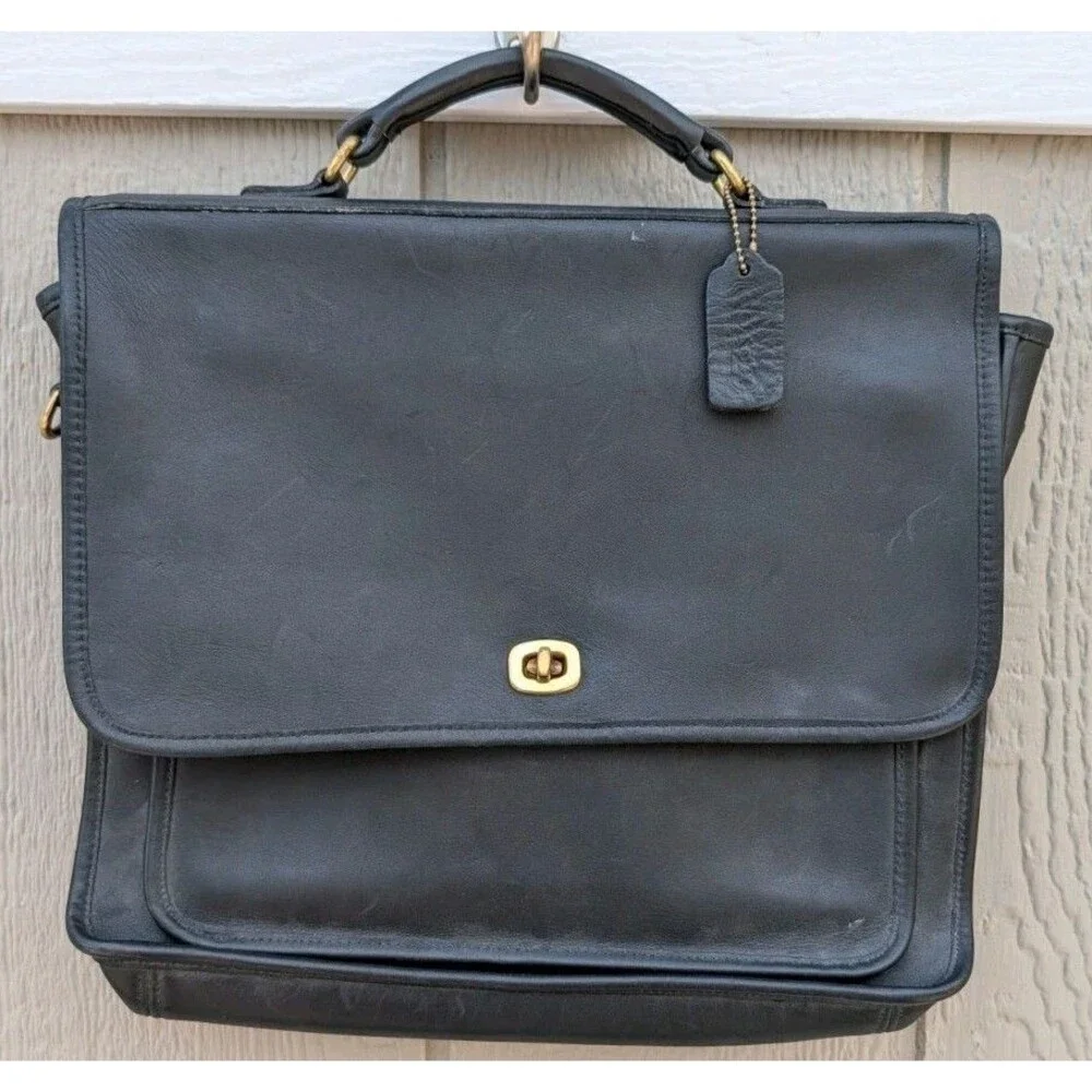 Vintage Coach 5181 Colebrook Messenger/Laptop Bag, Black, Missing Shoulder Strap